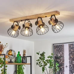 Plafonnier Orny Écru, Noir, 4 lumières