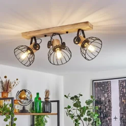 Plafonnier Orny Écru, Noir, 3 lumières