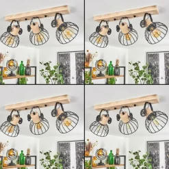 Plafonnier Orny Écru, Noir, 3 lumières