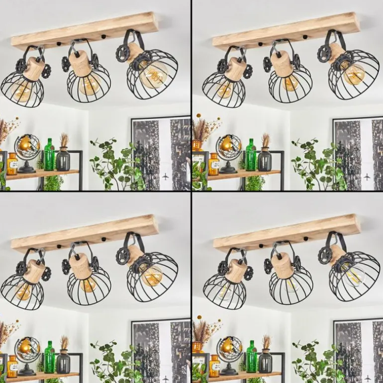 Plafonnier Orny Écru, Noir, 3 lumières