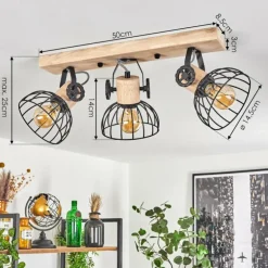 Plafonnier Orny Écru, Noir, 3 lumières