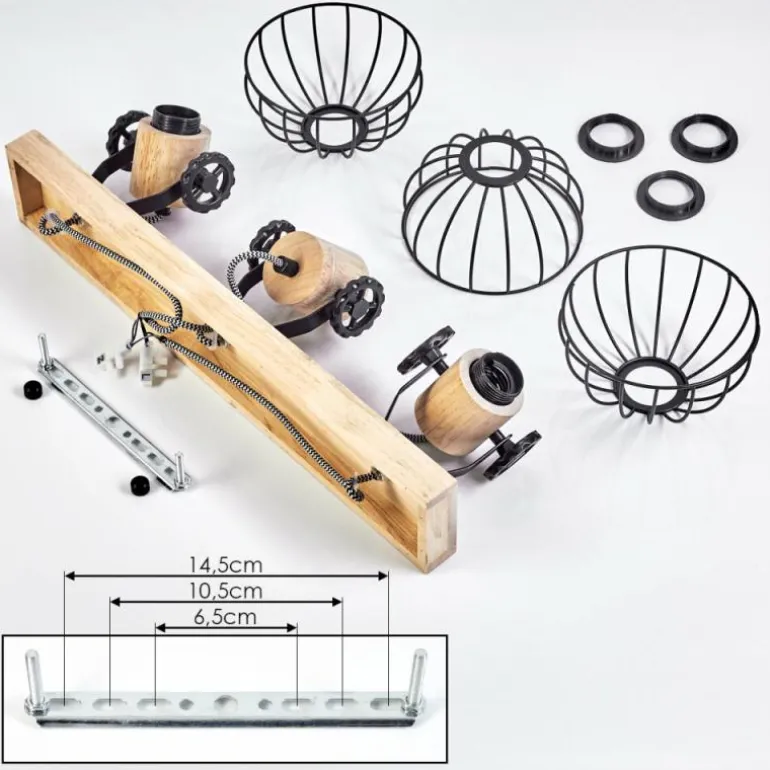 Plafonnier Orny Écru, Noir, 3 lumières