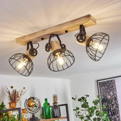 Plafonnier Orny Écru, Noir, 3 lumières