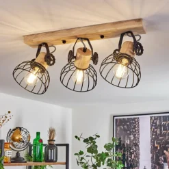 Plafonnier Orny Écru, Noir, 3 lumières