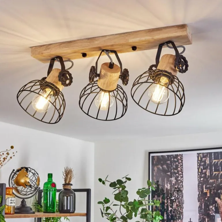 Plafonnier Orny Écru, Noir, 3 lumières