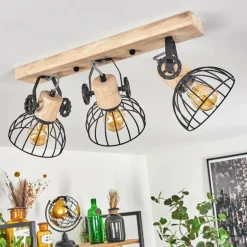 Plafonnier Orny Écru, Noir, 3 lumières