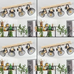 Plafonnier Orny Écru, Noir, 4 lumières