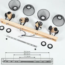 Plafonnier Orny Écru, Noir, 4 lumières