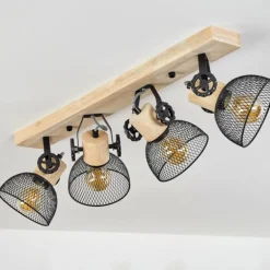 Plafonnier Orny Écru, Noir, 4 lumières