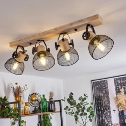 Plafonnier Orny Écru, Noir, 4 lumières