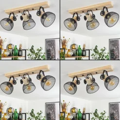 Plafonnier Orny Écru, Noir, 3 lumières