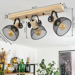 Plafonnier Orny Écru, Noir, 3 lumières