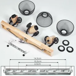 Plafonnier Orny Écru, Noir, 3 lumières