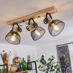 Plafonnier Orny Écru, Noir, 3 lumières