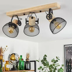 Plafonnier Orny Écru, Noir, 3 lumières