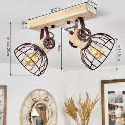 Plafonnier Orny Écru, Rouille, 2 lumières