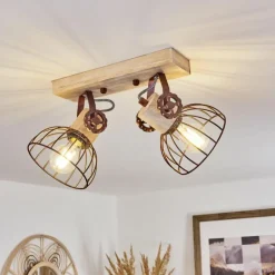 Plafonnier Orny Écru, Rouille, 2 lumières