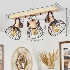 Plafonnier Orny Écru, Rouille, 3 lumières