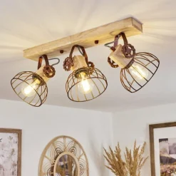 Plafonnier Orny Écru, Rouille, 3 lumières