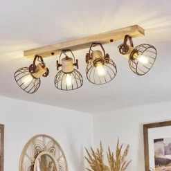 Plafonnier Orny Écru, Rouille, 4 lumières