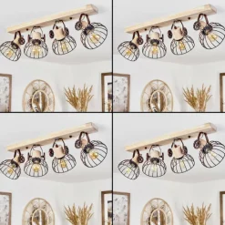 Plafonnier Orny Écru, Rouille, 4 lumières