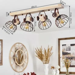 Plafonnier Orny Écru, Rouille, 4 lumières