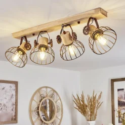 Plafonnier Orny Écru, Rouille, 4 lumières