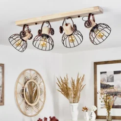 Plafonnier Orny Écru, Rouille, 4 lumières