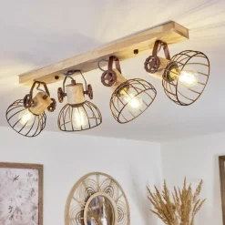 Plafonnier Orny Écru, Rouille, 4 lumières