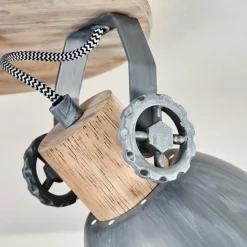 Plafonnier Orny Gris, Bois clair, 3 lumières