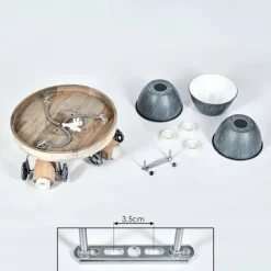 Plafonnier Orny Gris, Bois clair, 3 lumières