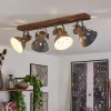 Plafonnier Orny Gris, Bois foncé, 4 lumières