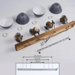 Plafonnier Orny Gris, Bois foncé, 4 lumières