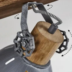 Plafonnier Orny Gris, Bois foncé, 4 lumières