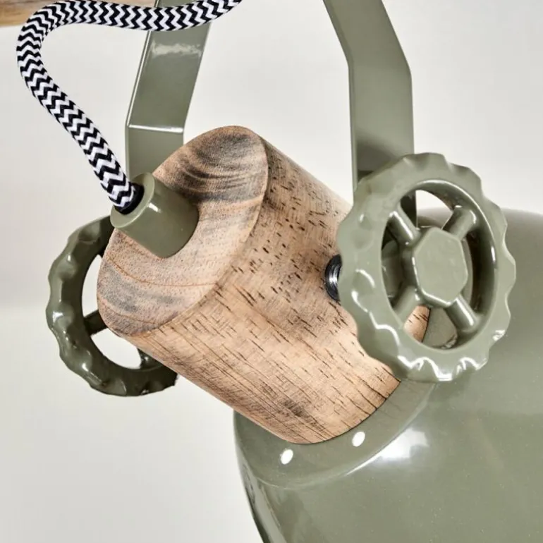 Plafonnier Orny Vert, Bois clair, 4 lumières