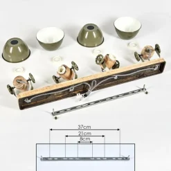 Plafonnier Orny Vert, Bois clair, 4 lumières