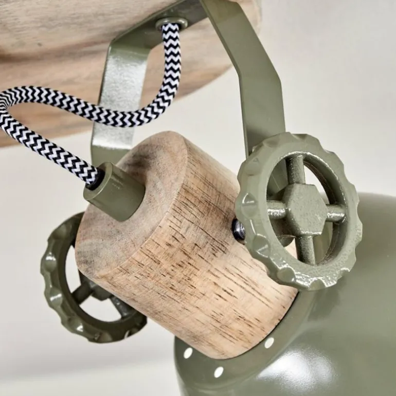 Plafonnier Orny Vert, Bois clair, 3 lumières