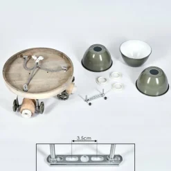 Plafonnier Orny Vert, Bois clair, 3 lumières