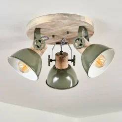 Plafonnier Orny Vert, Bois clair, 3 lumières