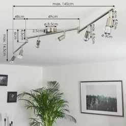 Plafonnier Oula LED Nickel mat, 6 lumières