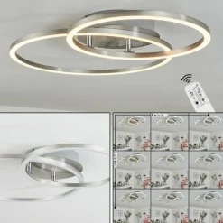 Plafonnier Ovasta LED Nickel mat, 1 lumière, Télécommandes