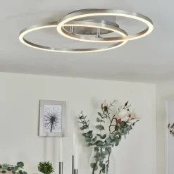 Plafonnier Ovasta LED Nickel mat, 1 lumière, Télécommandes