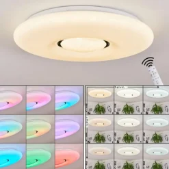 Plafonnier Page LED Blanc, 2 lumières, Télécommandes, Changeur de couleurs