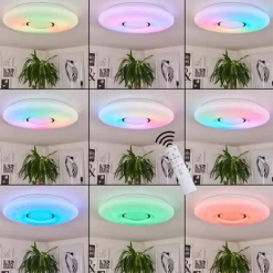 Plafonnier Page LED Blanc, 2 lumières, Télécommandes, Changeur de couleurs