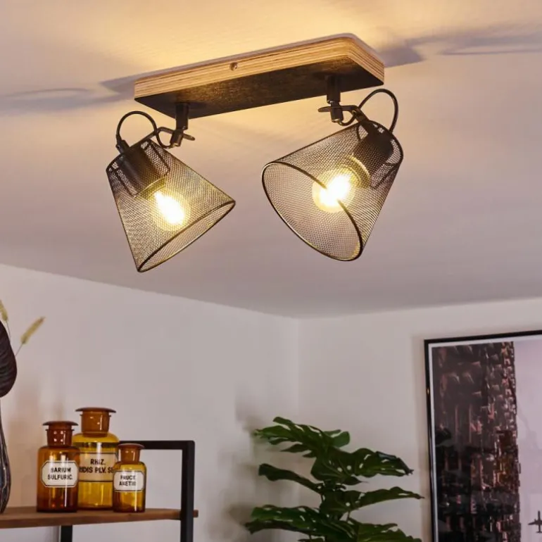 Plafonnier Panaguá Bois clair, Noir, 2 lumières