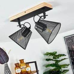 Plafonnier Panaguá Bois clair, Noir, 2 lumières