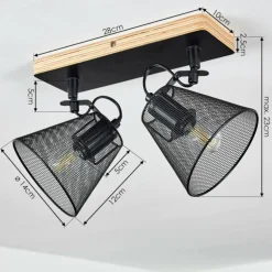 Plafonnier Panaguá Bois clair, Noir, 2 lumières