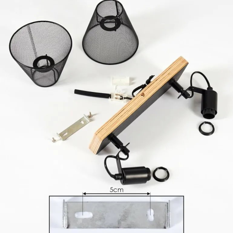 Plafonnier Panaguá Bois clair, Noir, 2 lumières