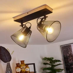 Plafonnier Panaguá Bois clair, Noir, 2 lumières