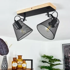 Plafonnier Panaguá Bois clair, Noir, 2 lumières